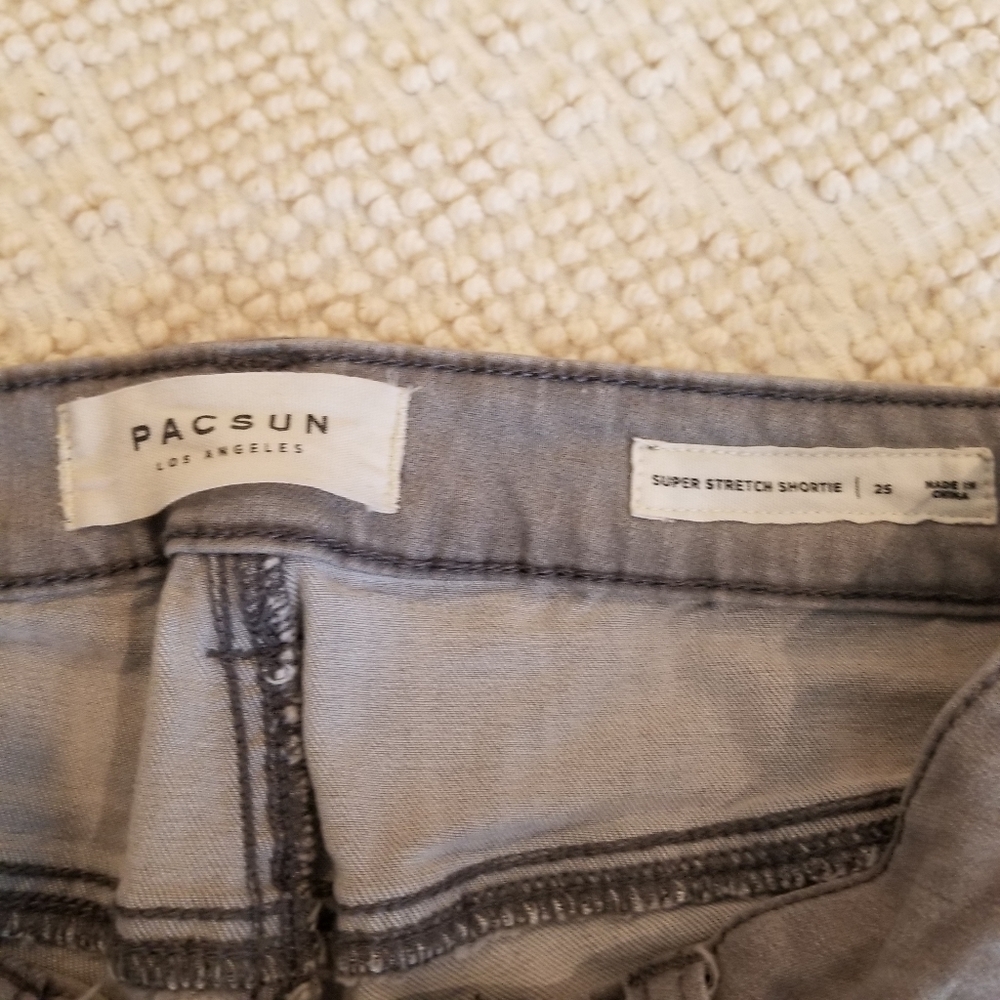 PACSUN Super Stretch Shortie Gray jean Shorts 25 - Picture 4 of 14